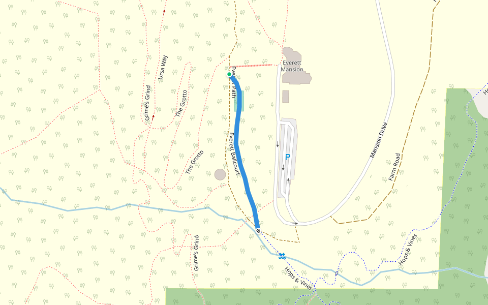 Everett Ballcourt walking route map in Bennington