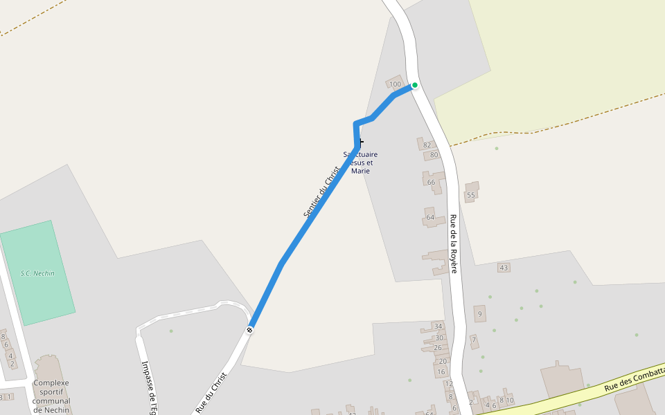 Sentier du Christ walking route map in Estaimpuis