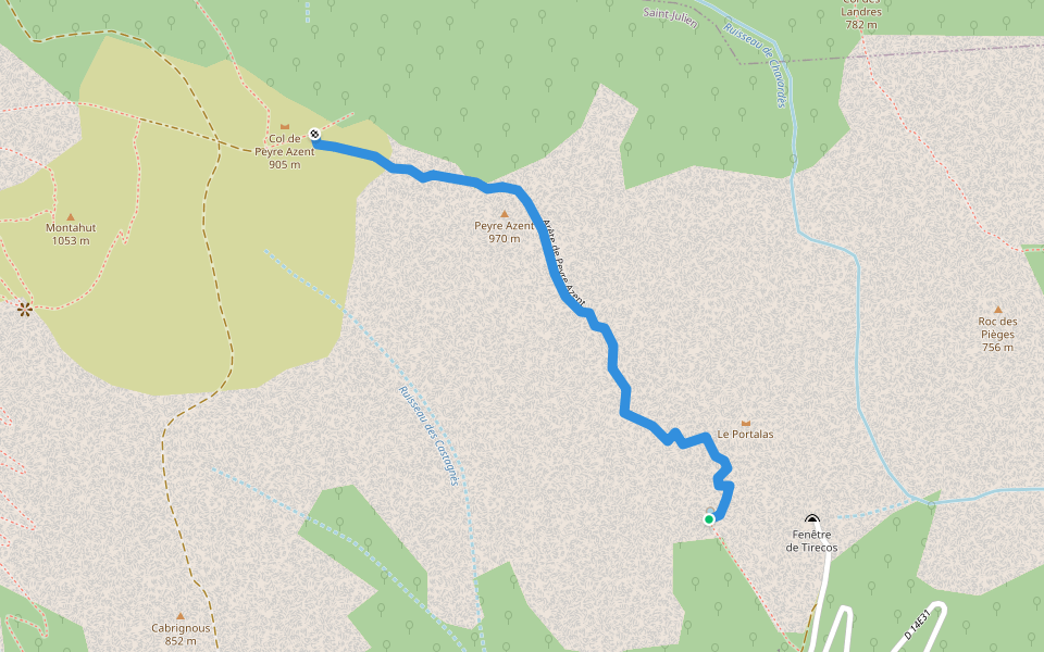 Arête de Peyre Azent walking route map in Saint-Julien