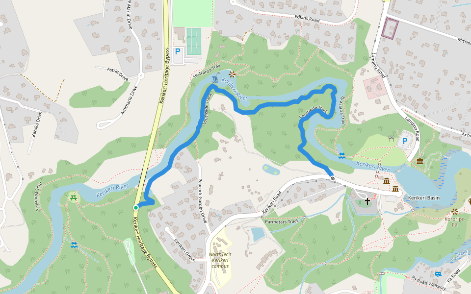 Southside Track walking route map in Kerikeri