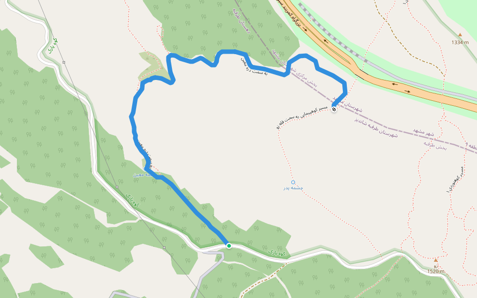 به سمت دره معین walking route map in Mashhad
