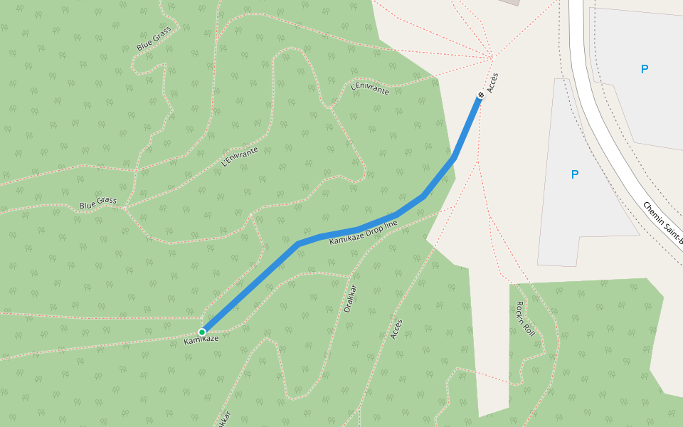 Kamikaze Drop line walking route map in Saguenay