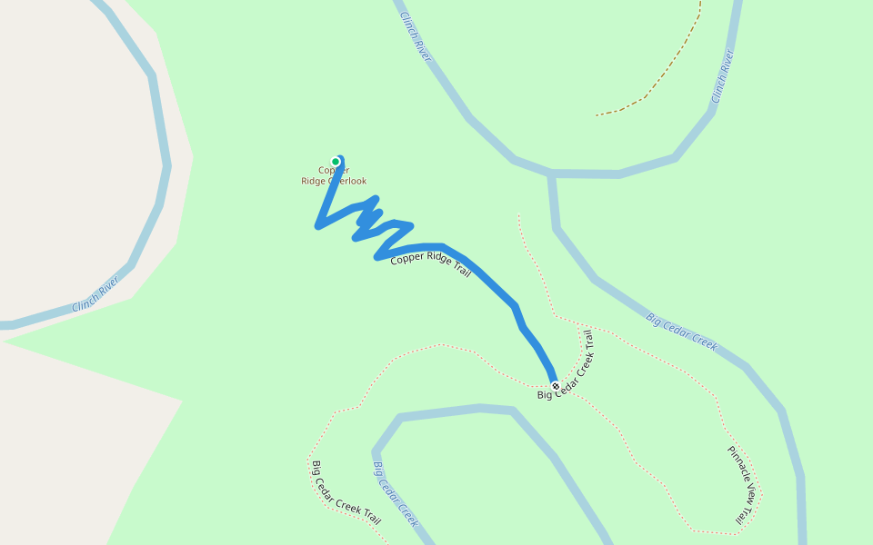 Copper Ridge Trail walking route map in Honaker