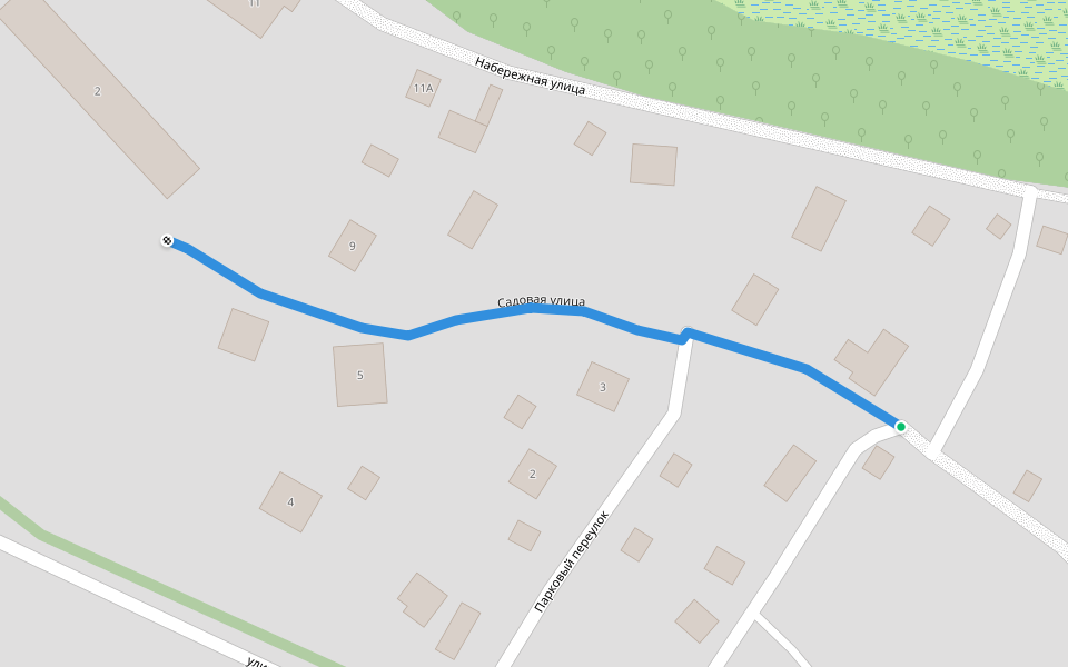 Садовая улица walking route map in Rodina