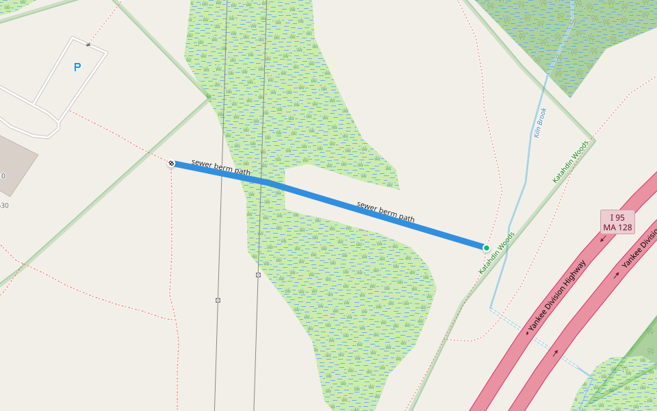 sewer berm path walking route map in Lexington