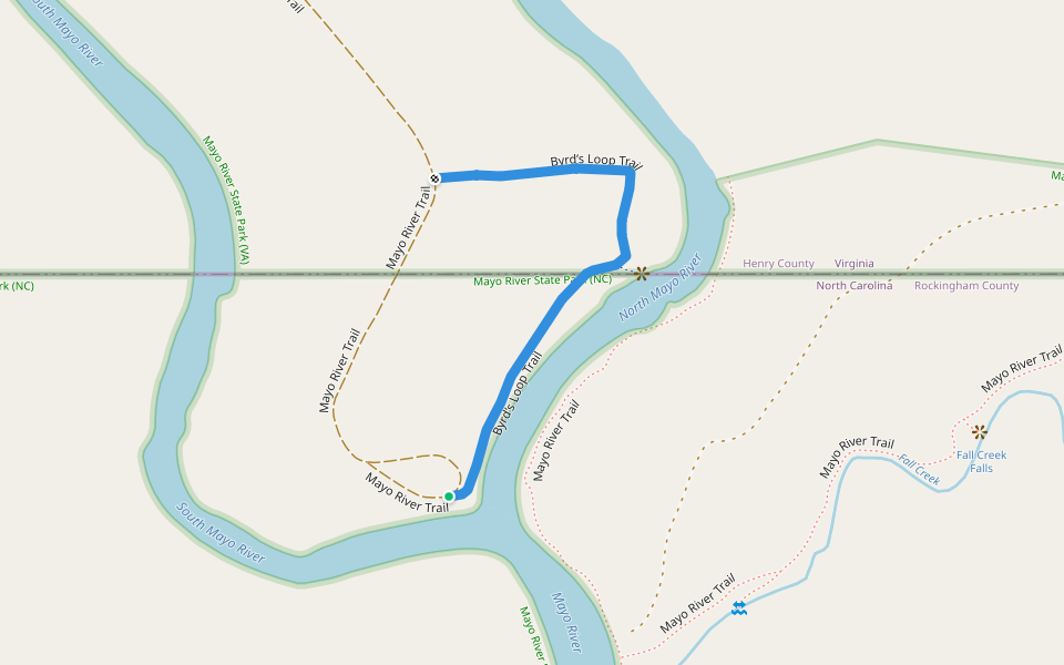 Byrd’s Loop Trail walking route map in Stoneville