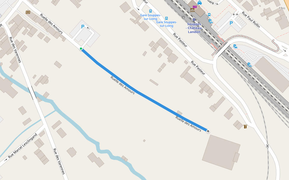 Ruelle des Amours walking route map in Souppes-sur-Loing