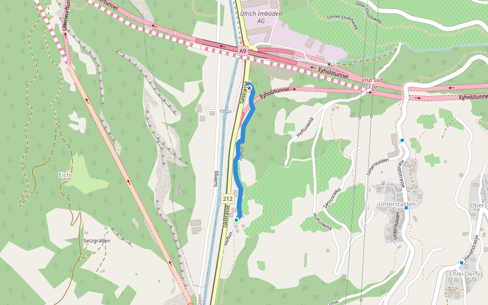 Hoflüo walking route map in Visp