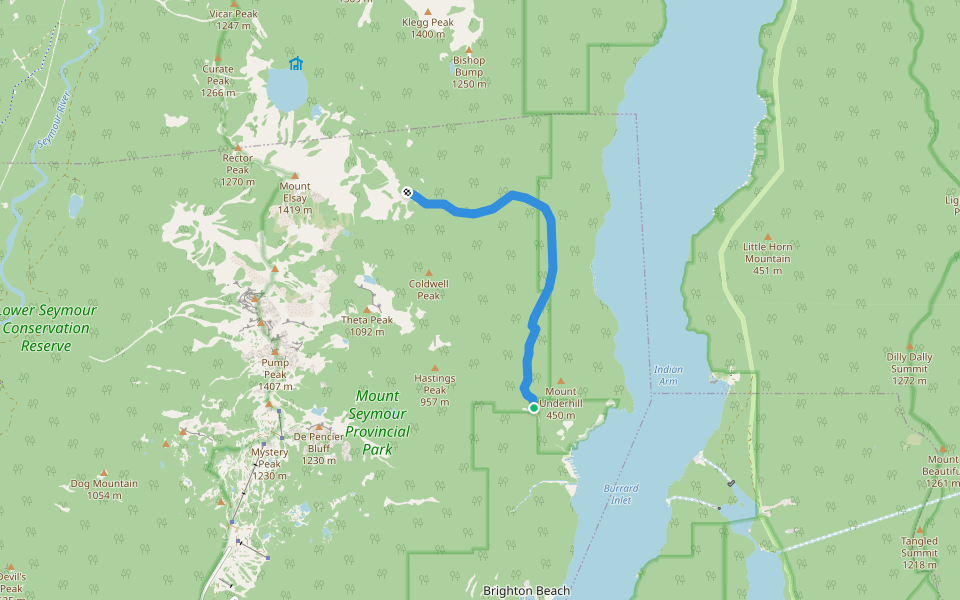 Indian Arm / Elsay Lake Access Route walking route map in Anmore