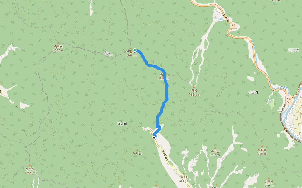가리왕산 등산로 제2코스 walking route map in Jeongseon-gun