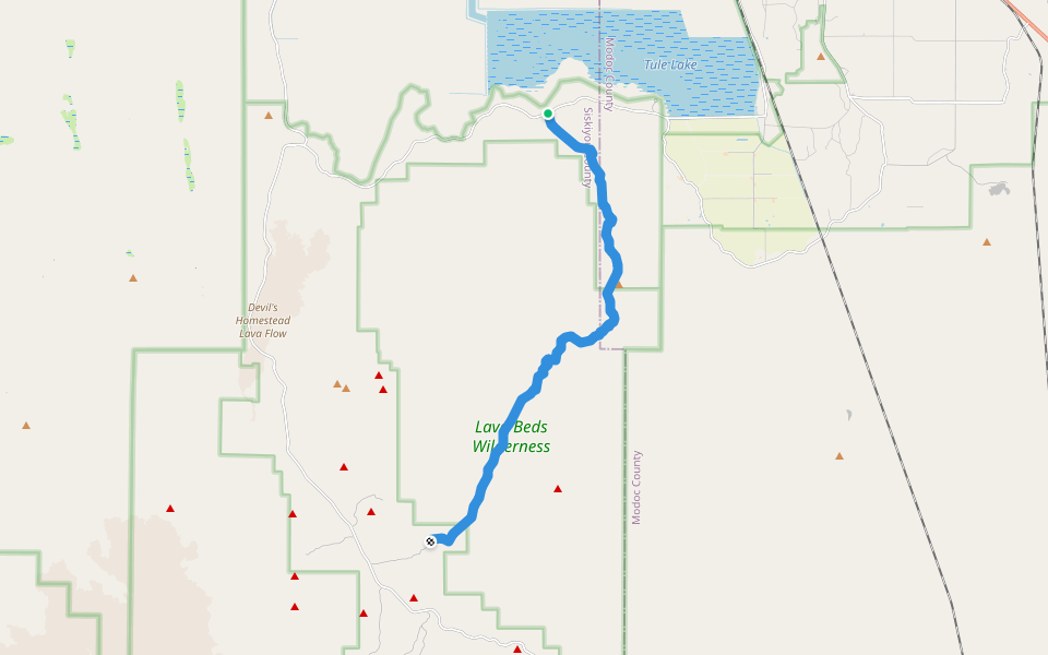 Lyons Trail walking route map in Tulelake