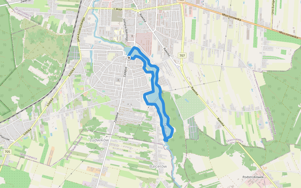 Ścieżka Zakochanych w Pomaganiu walking route map in Skierniewice
