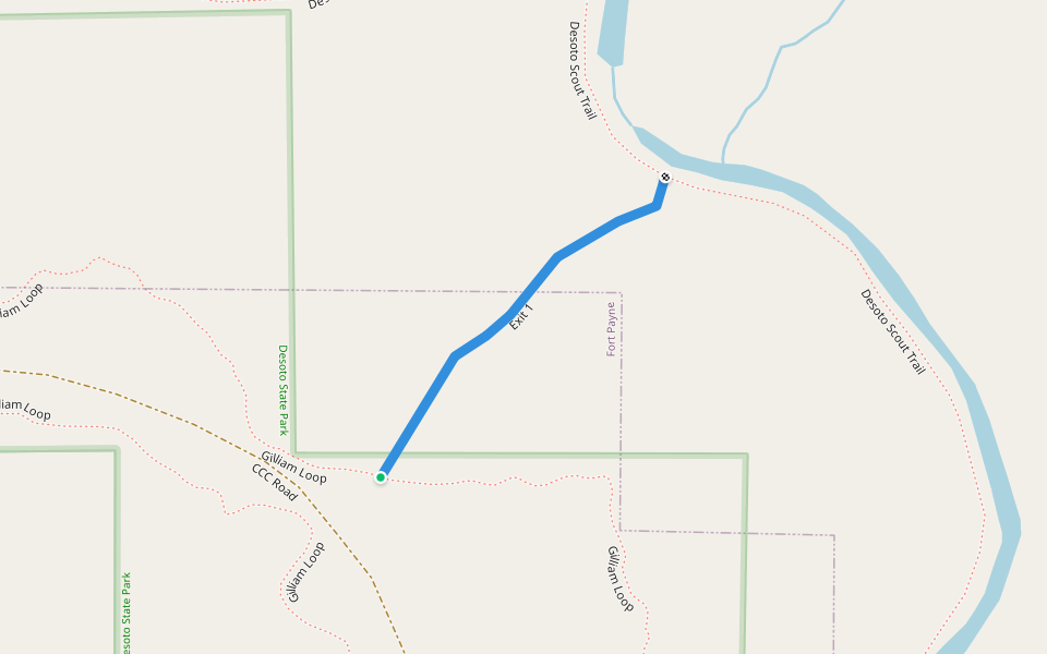 Exit 1 walking route map in Fort Payne