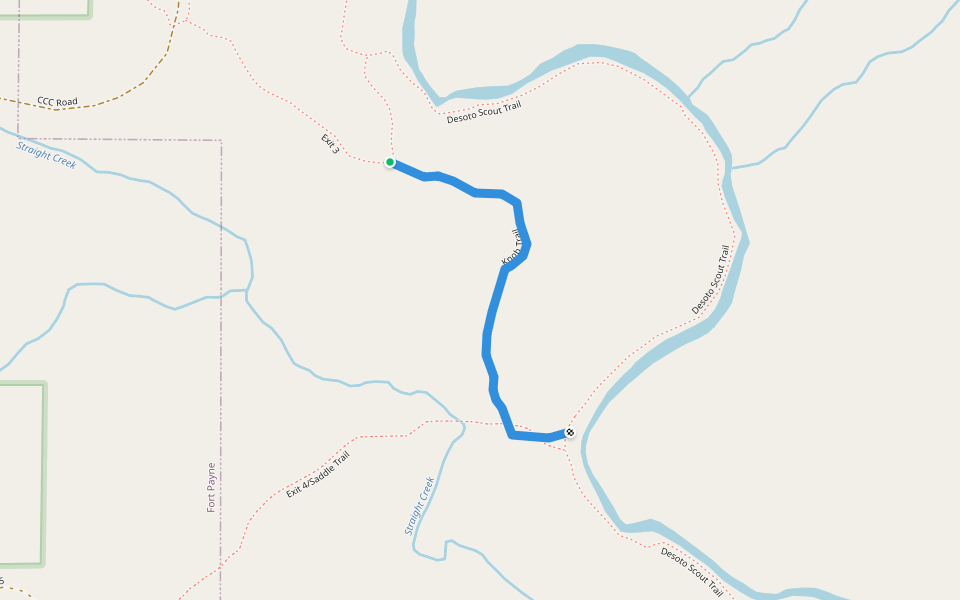 The Knob Exit Trail walking route map in Fort Payne