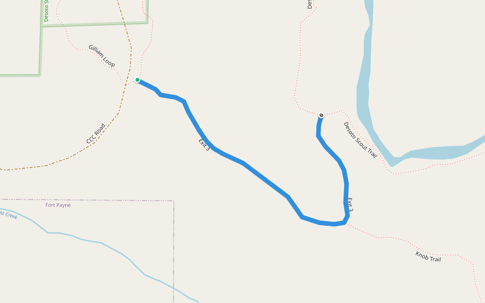 Exit 3 walking route map in Fort Payne