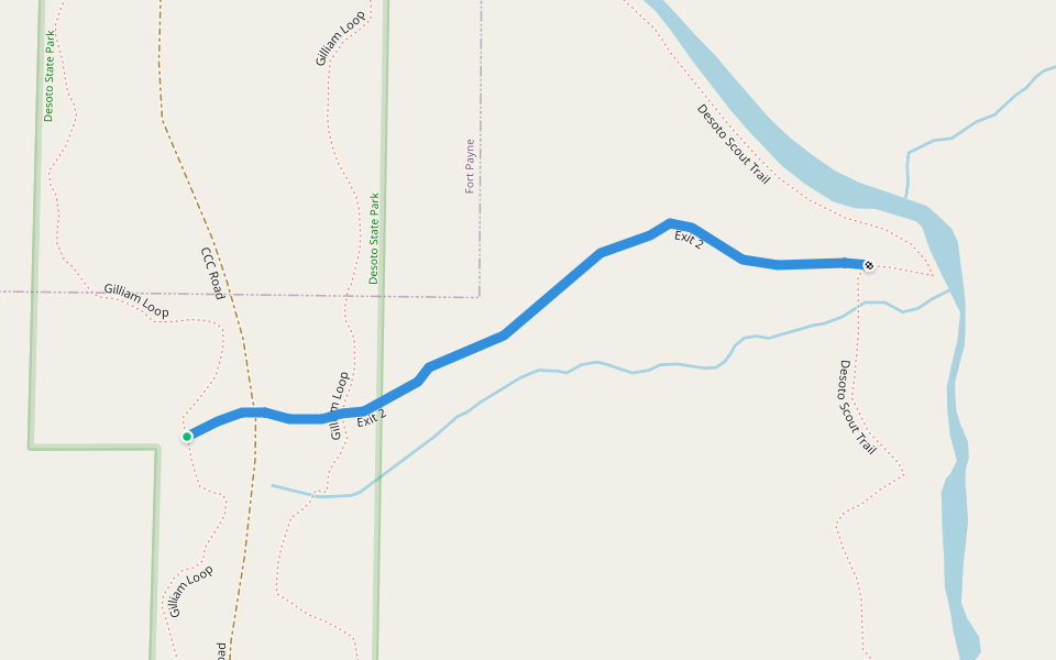 Exit 2 walking route map in Fort Payne