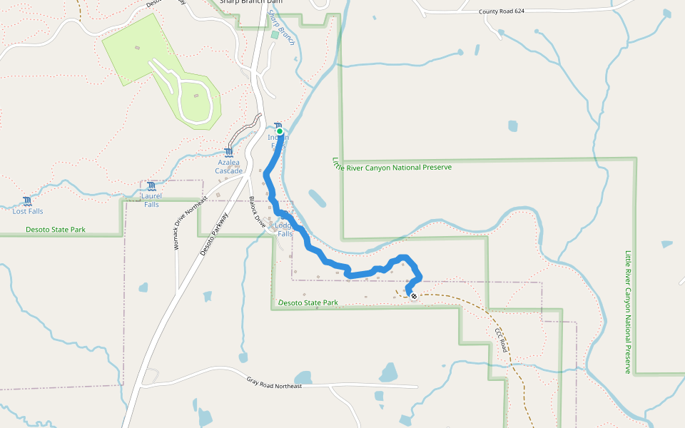 Green Trail walking route map in Fort Payne