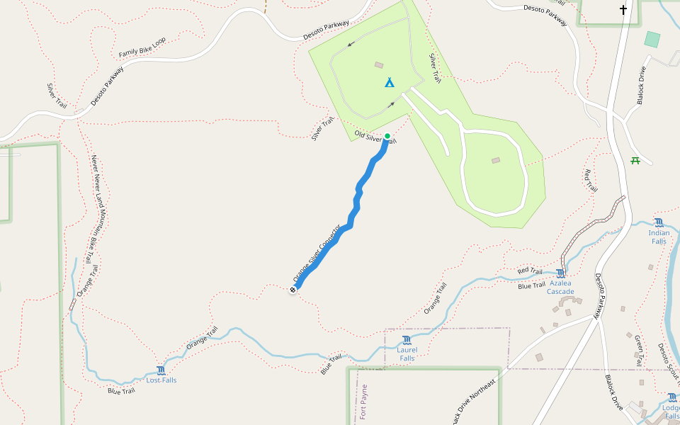 Orange Silver Connector walking route map in Fort Payne