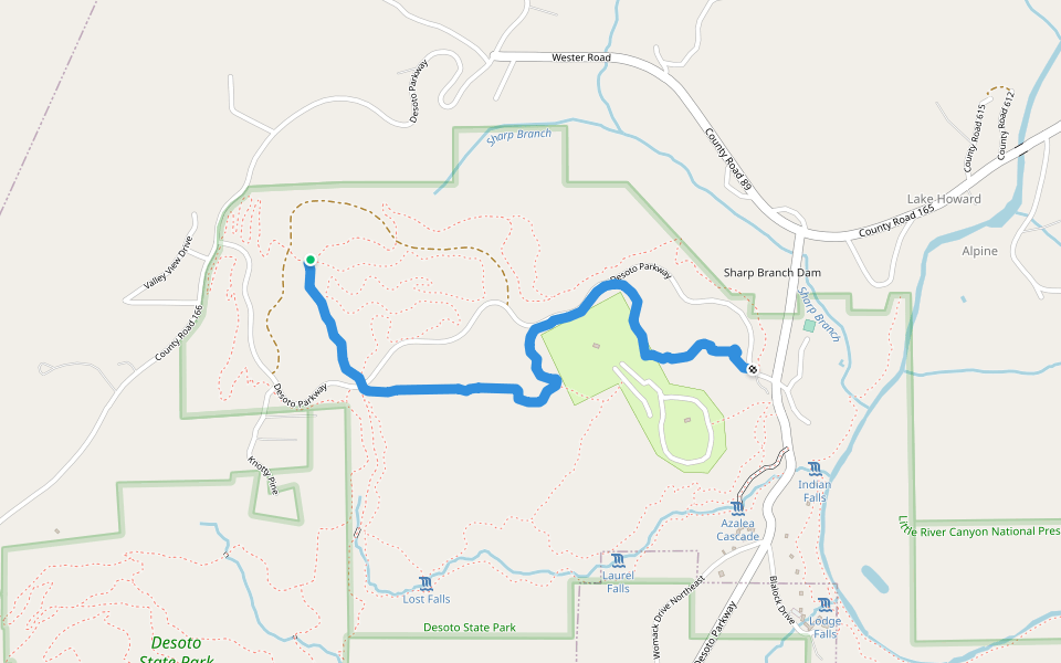 Silver Trail walking route map in Fort Payne