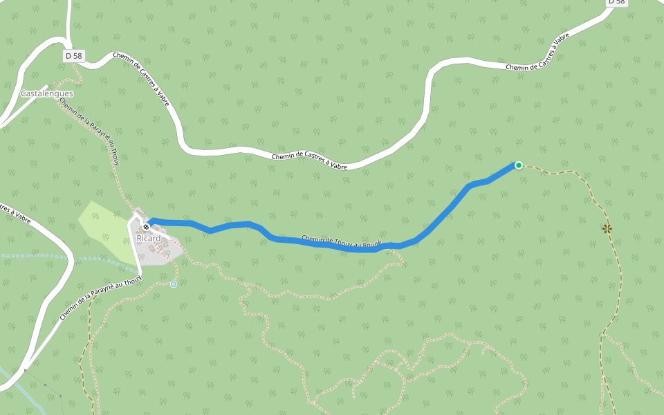 Chemin de Thouy au Rougé walking route map in Lacrouzette