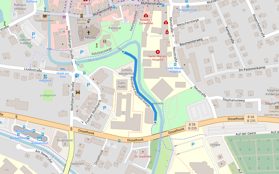 Bernhard-Hürfeld-Stiege walking route map in Lüdinghausen