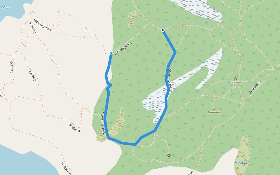 Studemyrstien walking route map in Skålevik