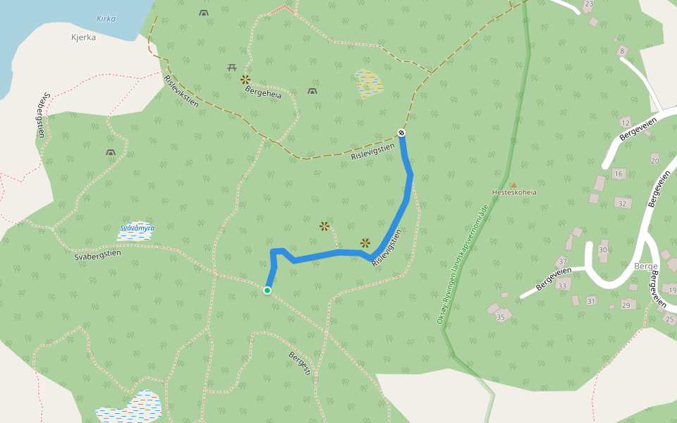 Rislevigstien walking route map in Skålevik