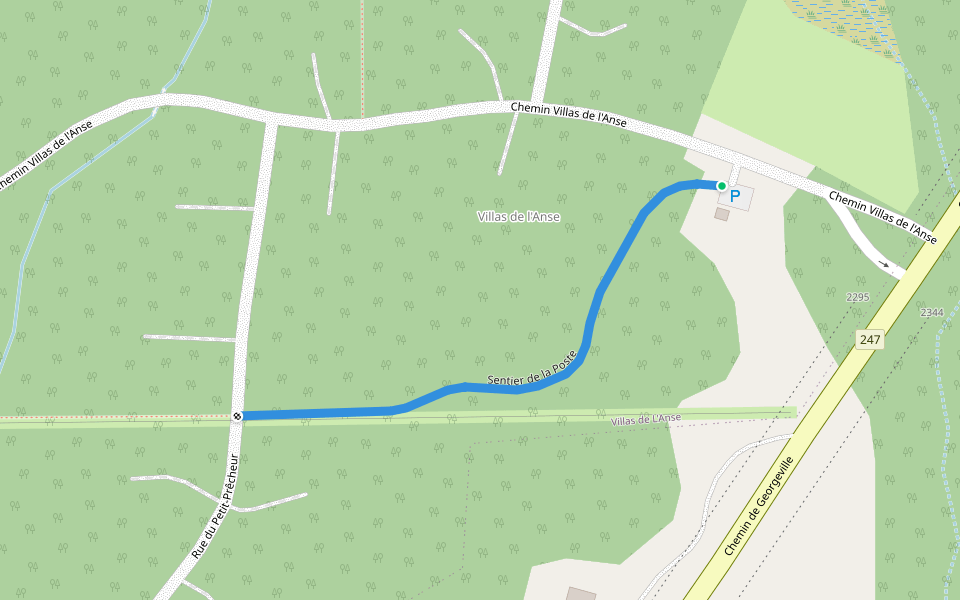 Sentier de la Poste walking route map in Magog