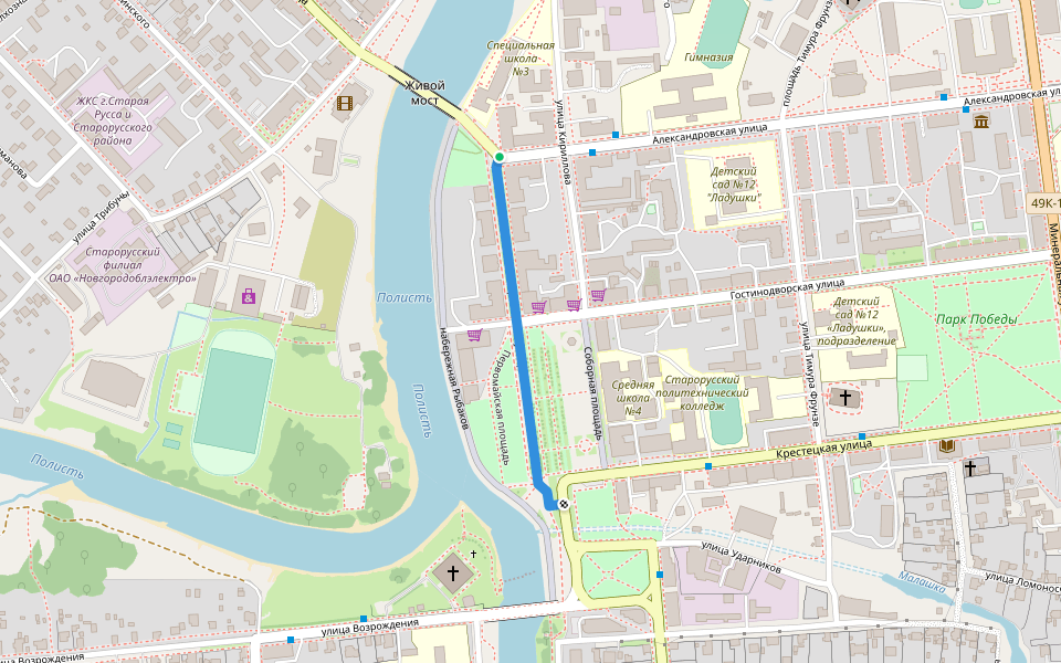 Воскресенская улица walking route map in Staraya Russa