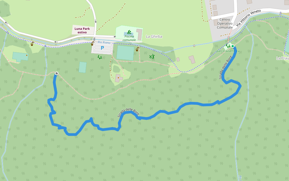 Strada delle Bore walking route map in Santa Maria Maggiore