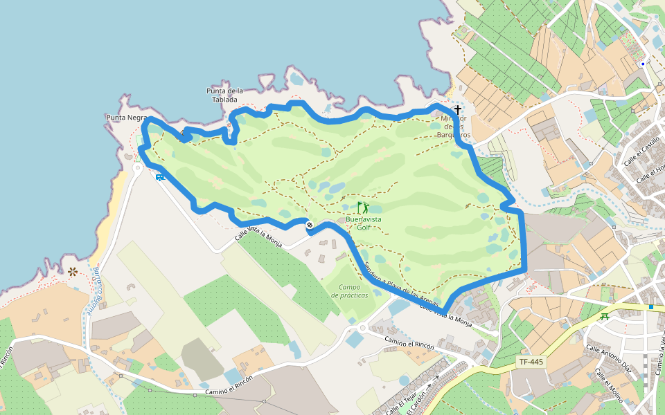 Sendero a Playa de las Arenas walking route map in Buenavista del Norte