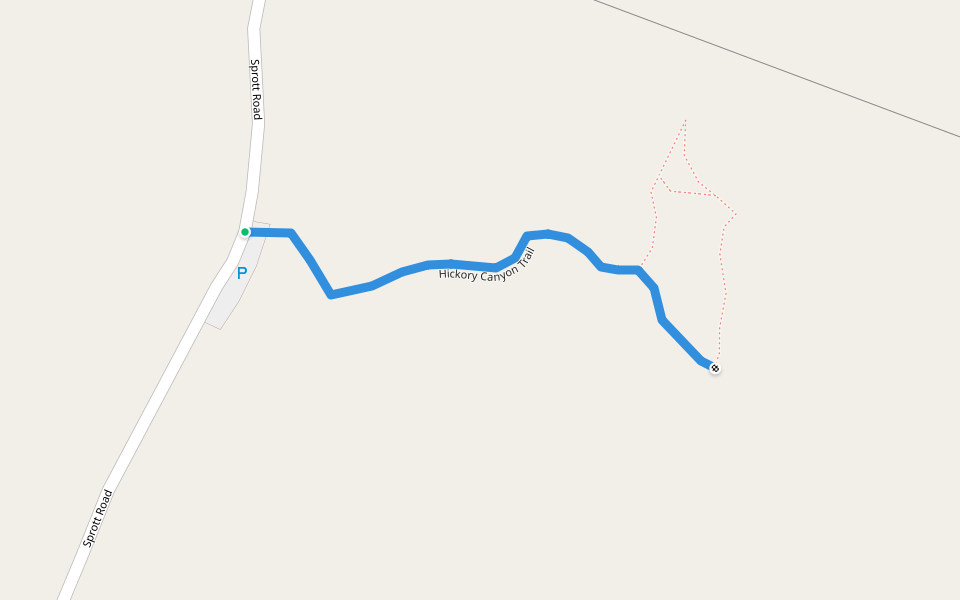 Hickory Canyon Trail walking route map in New Offenburg