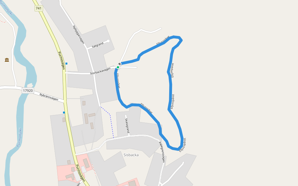 Elljusspåret walking route map in Särsbacka