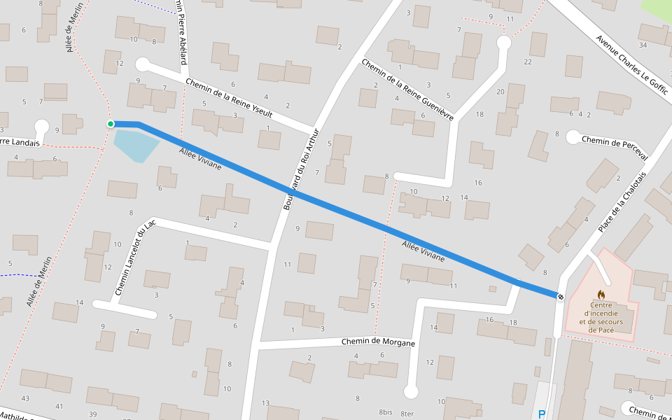 Allée Viviane walking route map in Pacé