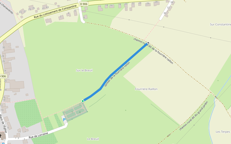 sentier de la fourrière railon walking route map in Rouvres-en-Woëvre