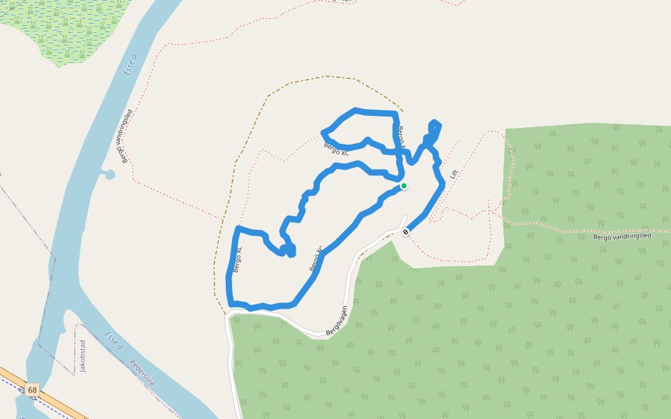 Bergö XC walking route map in Särsbacka