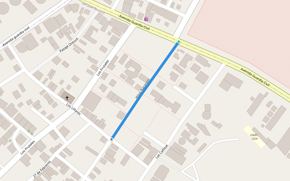 Jesus Nazareth walking route map in Mazán