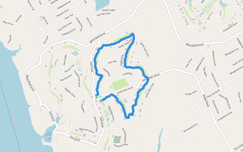 Old Course Cart Path walking route map in Whitney