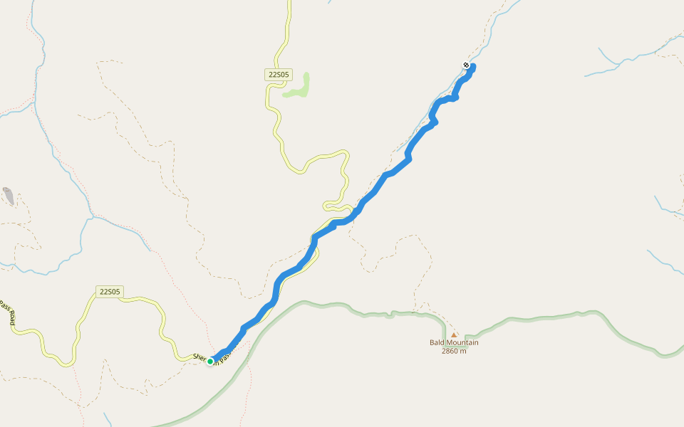 Mahogany Creek Trail walking route map in Kennedy Meadows
