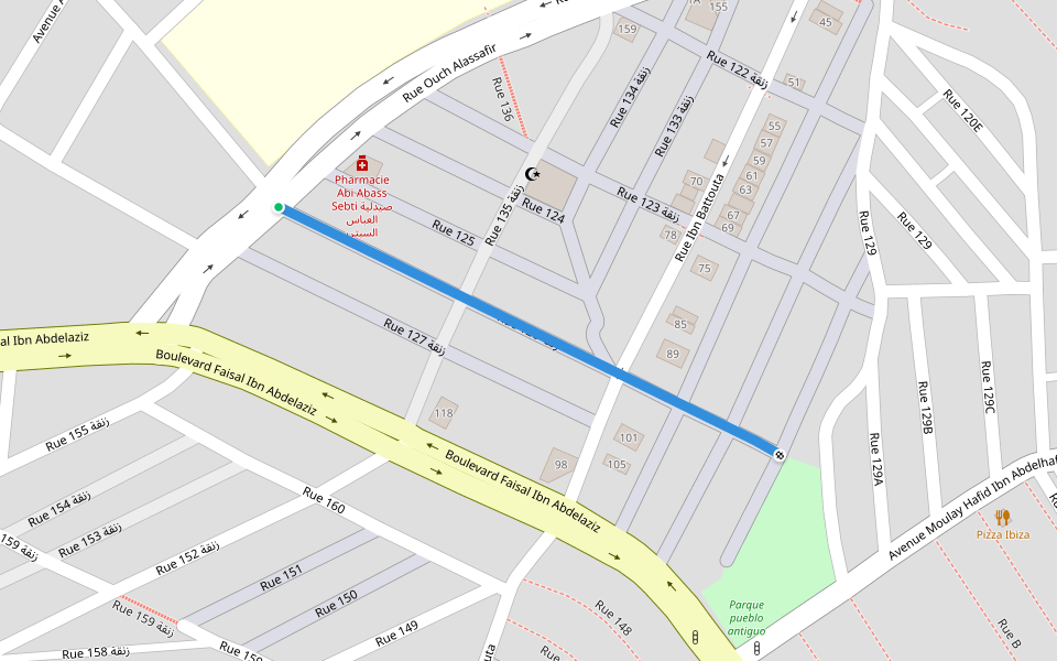 Rue 126 زنقة walking route map in Tétouan