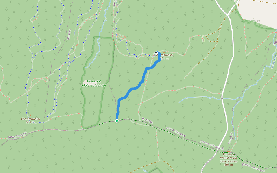 Jeleniowskie Ścieżki walking route map in Nieskurzów Stary