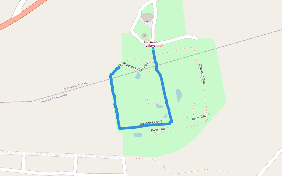 Umusambi Trail walking route map in Kigali
