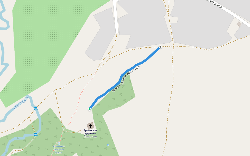 тропа к руинам монастыря walking route map in Bahate