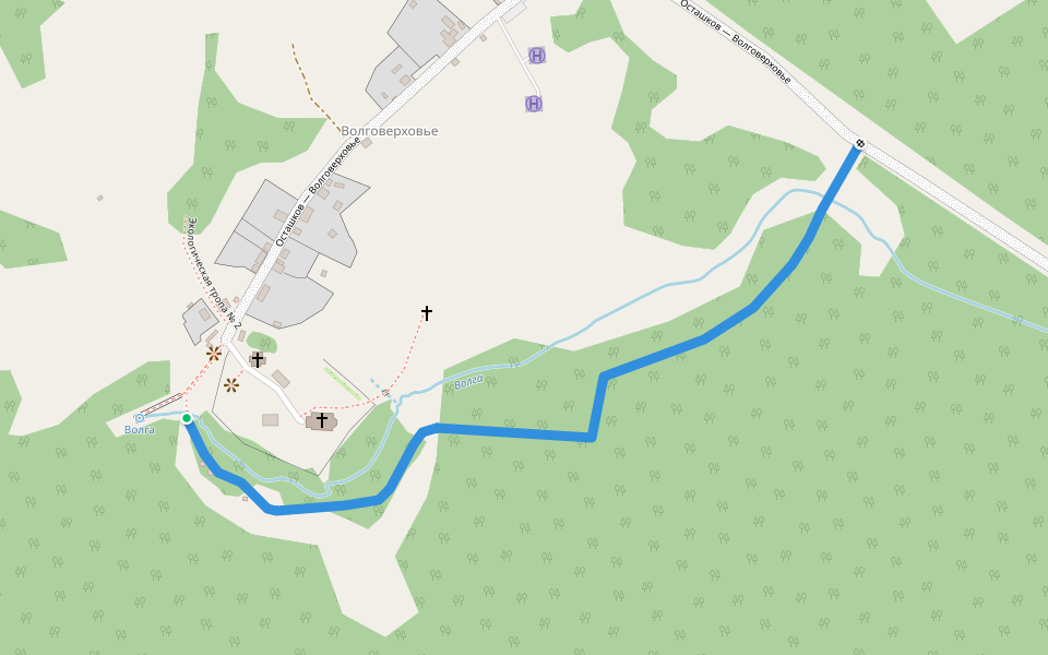 Экологическая тропа к истоку Волги walking route map in Volgoverkhov'e