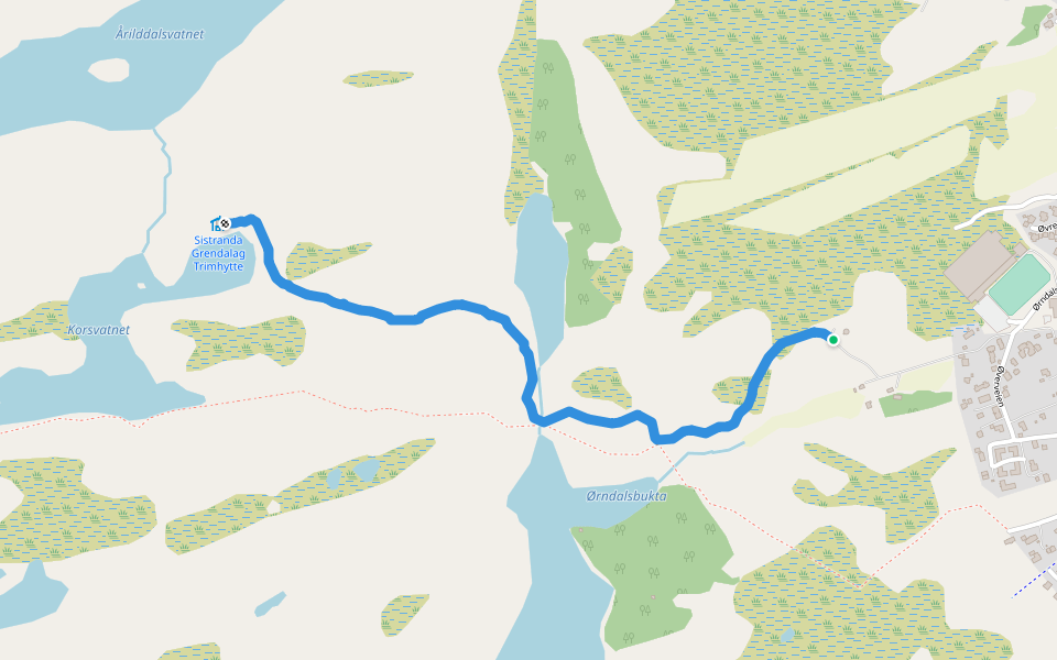 Trimhytta Sistranda walking route map in Sistranda