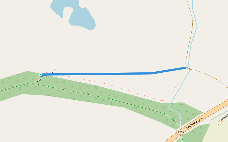 footpath not visible walking route map in Hellingly