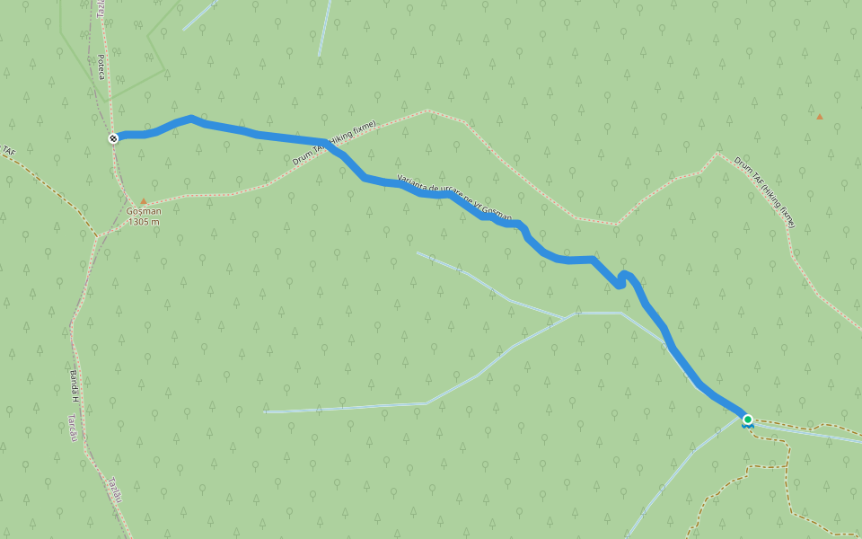 Varianta de urcare pe Vf Gosman walking route map in Ardeluța