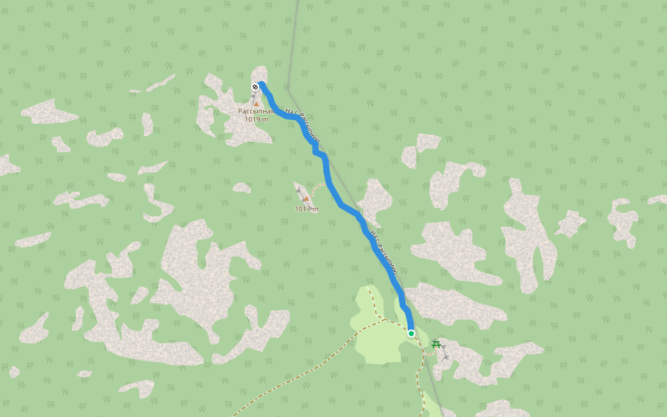 На г. Рассыпную walking route map in Shushpa