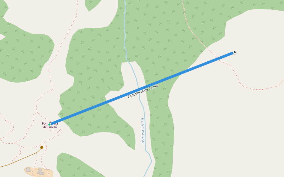 Pont tibetà de Canillo walking route map in El Vilar