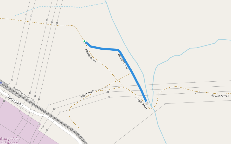 400260 Street walking route map in Camperdown Rural